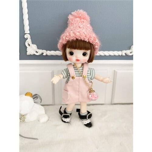 16cm Wig Jointed Doll Cute BJD Mini Doll Hand Make Up Face Dolls with Big Eyes Bjd Toys Gifts for Girl Handmand Make UP Bag Toy