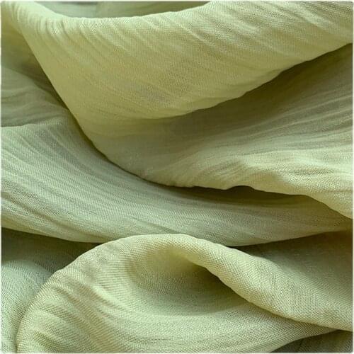 Width 59" Solid Color Simple Glossy Pleated Chiffon Fabric By The Half Yard For Dress Shirt Material