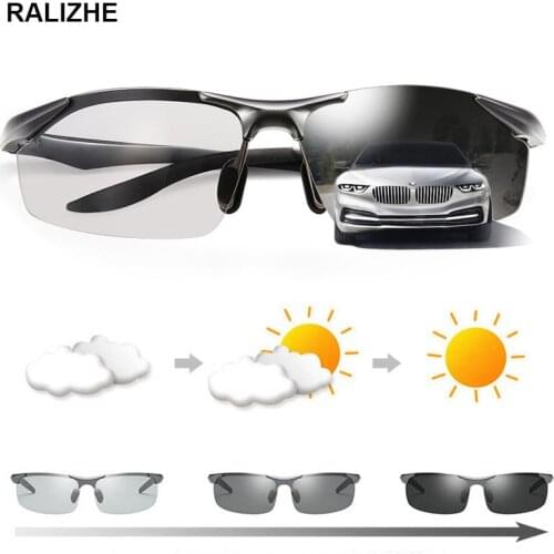 Men Photochromic Sunglasses Polarized UV400 Aluminium Magnesium Driving Rider Sports Semi Rimless Brand Designer Sun Glasses