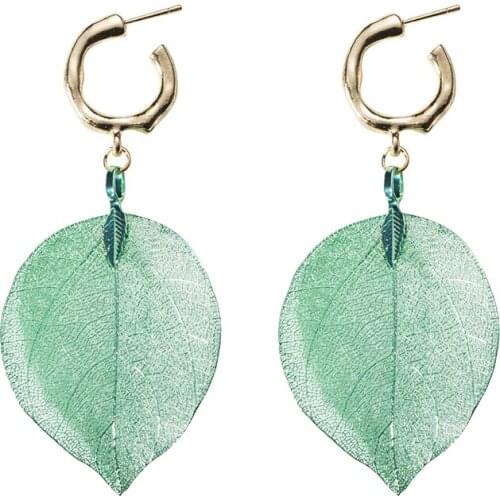 Stylish Personality Hollow Alloy Leaves Clear Texture Earrings For Woman Trend Only Beautiful Cool Wind Earrings