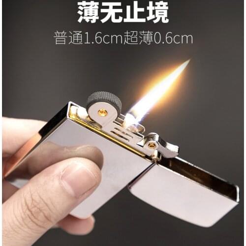 Lighter Ultra Thin Creative Custom Vintage Grinding Wheel Simple Personality Lettering