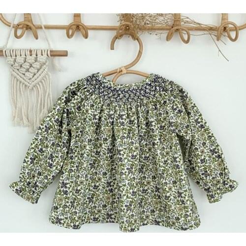 Baby Girls Corduroy Doll Shirt Korean Style Toddler Baby Girls Princess Shirt Flower Casual Fashion Baby Girls Cotton Tops