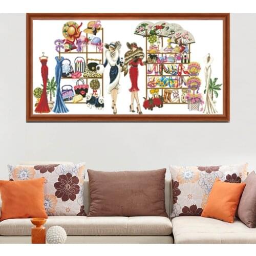 Needlework Cross stitch Noble lady shopping street people Embroidery kits, decor Patterns Cross-Stitching,DIY Handmade Art