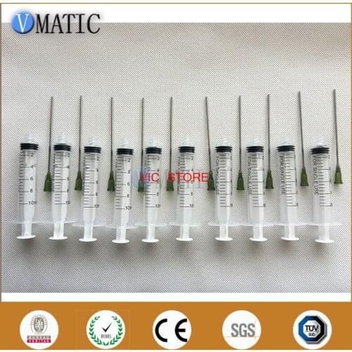 High Quality Non Sterilized 10Pcs 95mm Length 14G Dispensing Needle + 10cc/ml Plastic Syringe