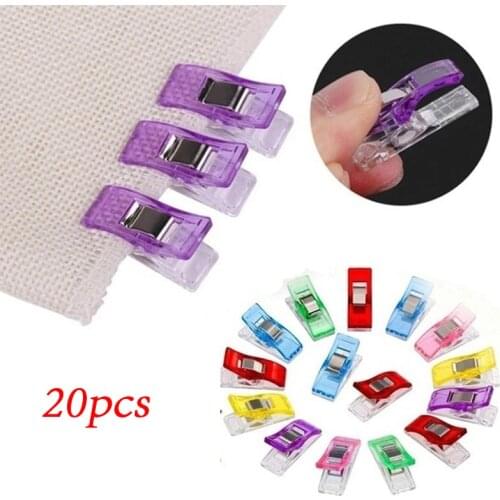 20pcs Sewing Clips Plastic Clips Quilting Crafting Crocheting Knitting Safety Clips Assorted Colors Binding Clips Paper Sewing