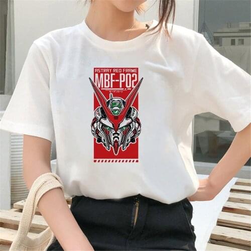 MBF-P02 Gundam Tops Tees Women Awesome Tshirt Female Cotton White Casual T Shirt Gundam T-shirt Japan Harajuku Clothes Dropship