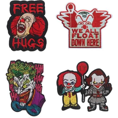100 PCS Clown Float Down Here Embroidered Iron On Patch, Balloon the Horror Movie IT Jacket Backpack DIY Clothing Accessories