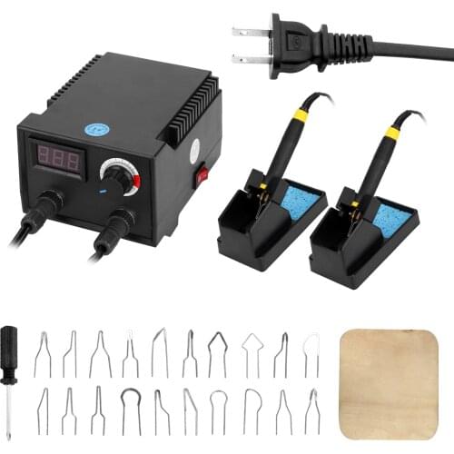 100W Soldering Iron Kit Wood Adjustable Temperature Digital Pyrography Dual Pen Burning Machine Gourd Wood Crafts Soldering Kit