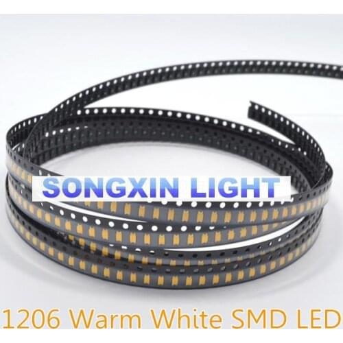 200pcs 1206 (3216) SMT Warm White SMD Surface Mount LED Chip LED Light Emitting Diode Lamp SMD Ultra Bright Electronic Component