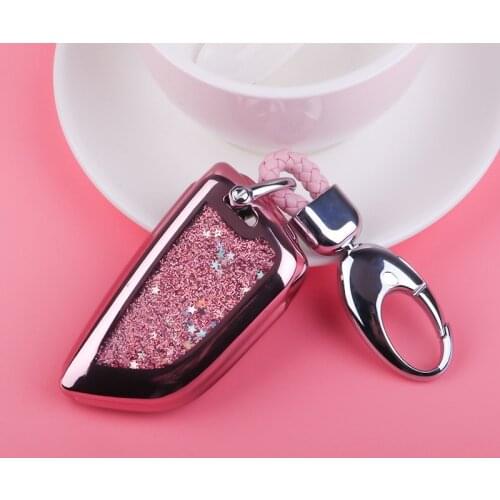 2019 Fashion Quicksand TPU Car Key Case For BMW X5 F15 X6 F16 G30 7 Series G11 X1 F48 F39 Auto Key Shell Keyring Accessories