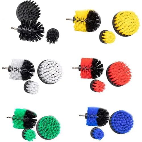 3Pcs 2/3.5/4 Electric Scrubber Brush Drill Brush Kit Plastic Round Cleaning Brush Tool for Carpet Glass Car Tires Nylon Brushes
