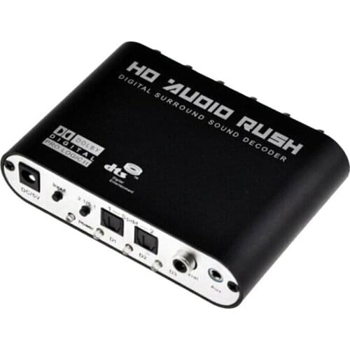 5.1CH audio decoder Digital DTS/AC-3 Optical to 5.1-Channel RCA Analog Audio Gear Sound Decoder SPDIF With Power Adapter