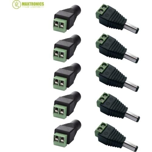 5 pairs DC Connector Male Female 5.5mm For 5050 3528 single color LED Strip lights or CCTV camera Free shipping