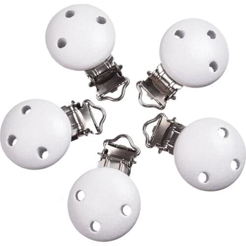 5Pcs Baby Pacifier Clips Attache Sucette Baby Colorful Pacifier Clip Wood 29x44mm Attache Sucette Pacifer Hoders