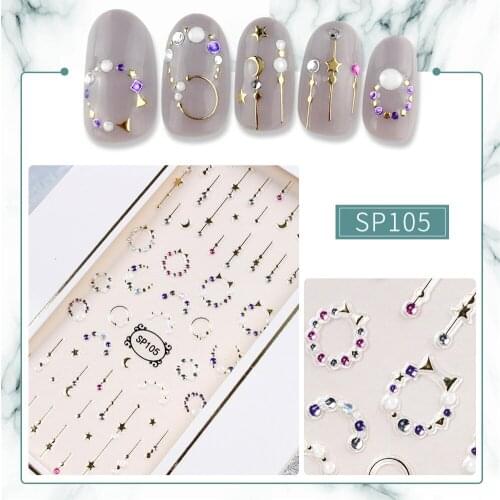 50pcs High Quality 3D Nail Art Sticker Geometry Love Heart Crystal Star Stripe Design Adhesive Decals for Manicure Decoration