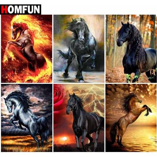 HOMFUN Full Square/Round Drill 5D DIY Diamond Painting "Animal horse scene" Embroidery Cross Stitch 5D Home Decor Gift