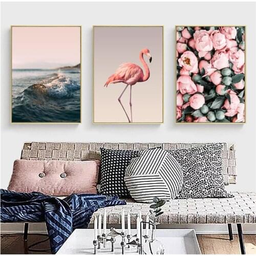 Nordic Style Flamingo Flower DIY Diamond Painting full square/round seascape diamond Embroidery Diamond cross stitch