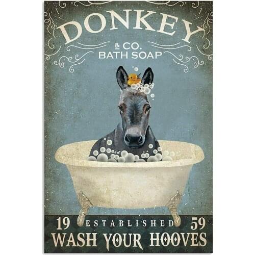 Bath Soap Donkey Poster Art Print Metal Tin Sign Vintage Aluminum Sign for Home Coffee 8x12 Inches