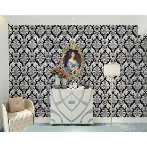 Beibehang Black simple fashion atmosphere wallpaper waterproof high - grade Continental Damascus 3d wallpaper papel de parede