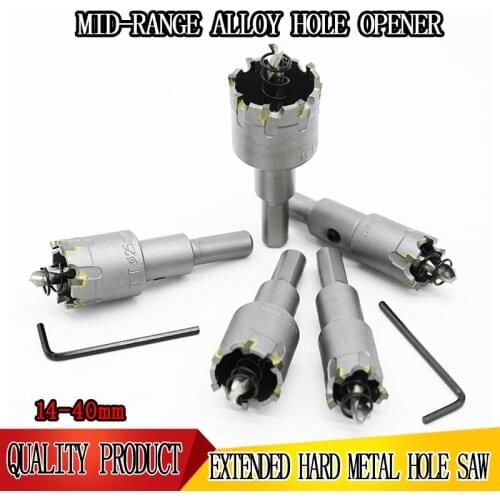 Free shipping 14mm-40mm lengthened metal high quality TCT carbide hole opener drill bit tool aluminum iron cutting hole saw bit
