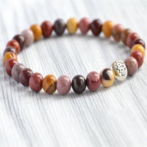 6mm Moukaite Jasper Stone Beads Handmade Mala Bracelet Bangle Japa Prayer Tibetan Chakra Yoga
