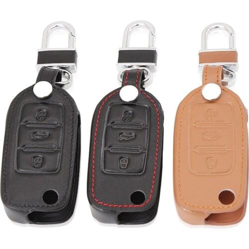 Car Key Case For Skoda For Volkswagen VW Passat Golf Jetta Bora Polo Sagitar Tiguan Auto Key Bag Cover Protector with Key Chain