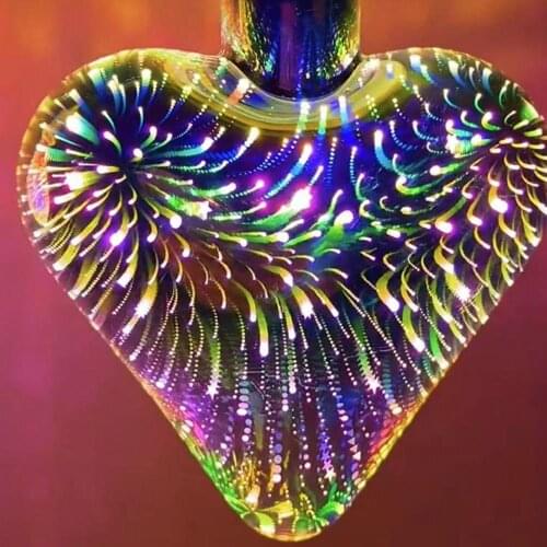 Fireworks Lamp 3d Led Bulb Light Heart Love Decoration 6w 85-265v Vintage Edison Light Bulb Star Holiday Night Novelty Party Kid