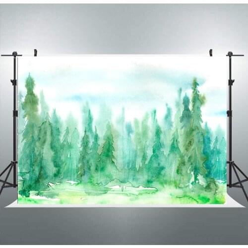BEIPOTO Pine forest Christmas tree backdrop watercolor countryside photography background newborn kids portrait picture booth