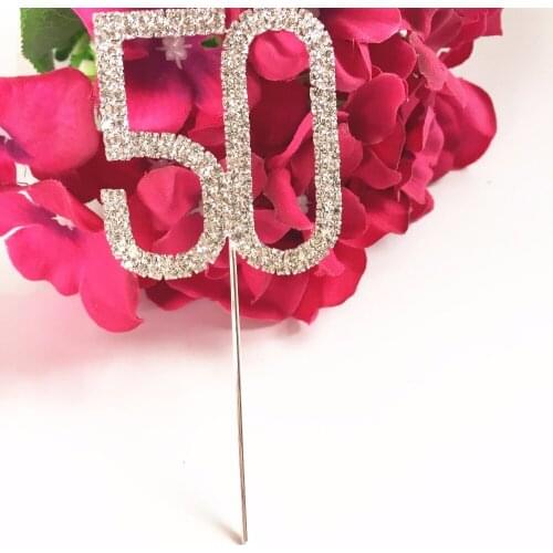 Happy 50th Birthday Wedding Anniversary party decoration 5 cm Number 50 Rhinestone Crystal Cake Topper