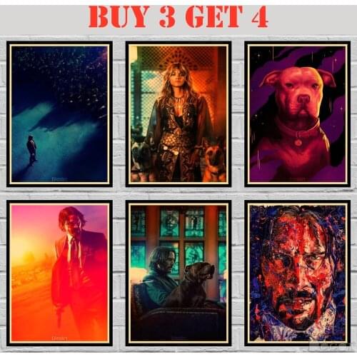 John Wick Kraft paper Poster Reeves Painting Abstract Funny Fancy Wall Sticker 42X30cm