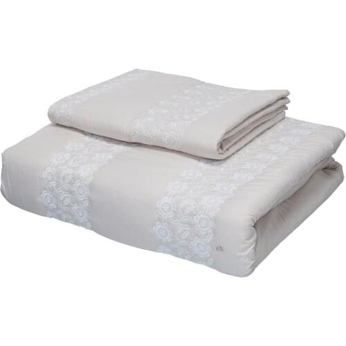TAÇ Pes Bed Cover Set Sarah Double Beige-Bed Cover: 250 x 260 cm Pillowcase: 50 x 70 cm (2 pcs)