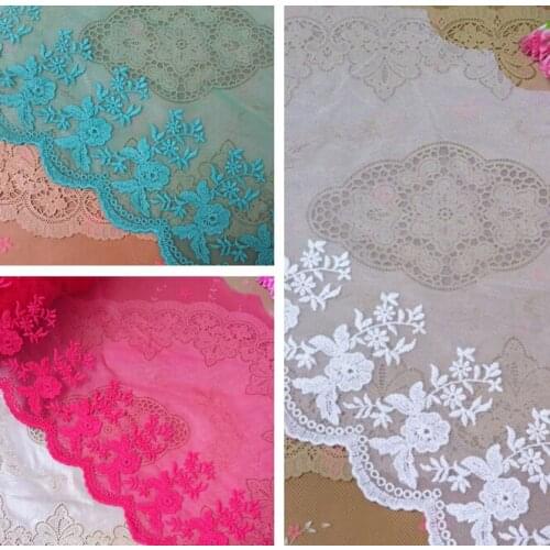 Hot!2 Meters/lot Free Shipping 25cm Width 3 Colors Embroidered Sewing Guipure Lace Trim or Fabric Warp DIY Garment Accessories