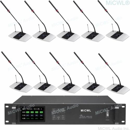 MiCWL Rechargeable Digital Wireless Desktop Gooseneck Microphone Conference Meeting Room System A10M-A106