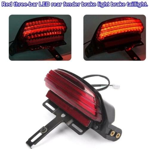 Motorcycle Red Tri-Bar Fender LED Tail Brake Rear Light Bracket Mount Fit for Harley Dyna Fat Bob FXDF 06-Up