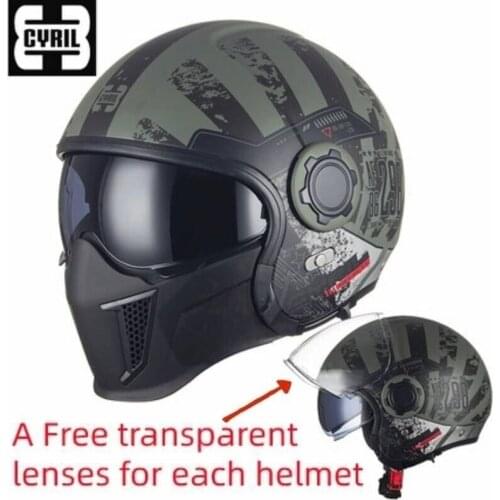 Men Double Lens Motorcycle Helmet Modular Dual Visors Motorcross Off-road Helmet Open Full Face Motocross Helmet for Adult