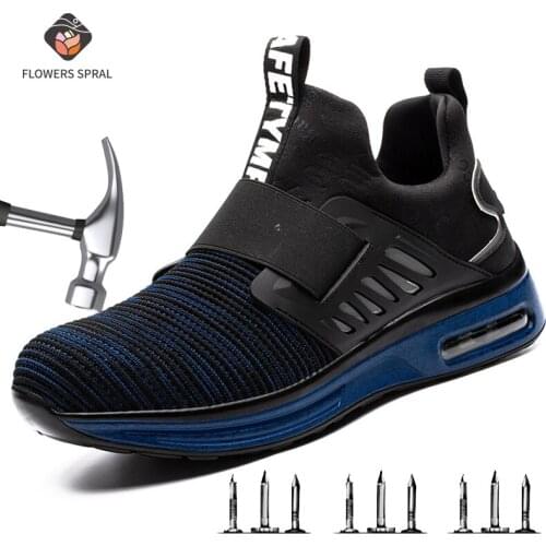 Anti-Crush Steel Toe Mens Safety Work Shoes Wear Soft Roof Lightweight Comfortable Indestructible Protective Boots Elastic