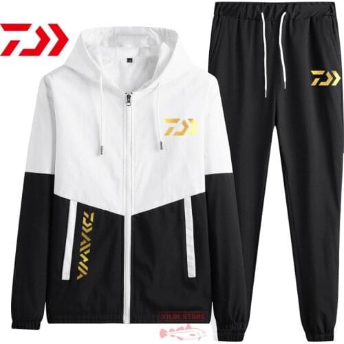 Daiwa Fishing Suit Men Spring Summer Thin Fishing Clothing Outdoor Quick Drying Fishing Suit Hooded Sports Hiking Fishing Jacket