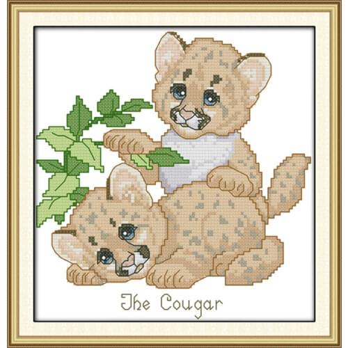 The cougar cross stitch kit animal 18ct 14ct 11ct count print canvas stitching embroidery DIY handmade needlework plus