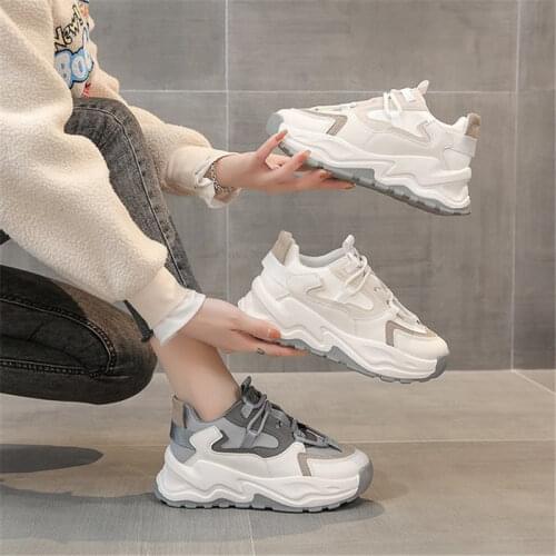 2021 Spring New Thick-Soled White Shoes Sports Wild Tide Shoes Casual Womens Shoes Breathable Shoes Heightening Shoes