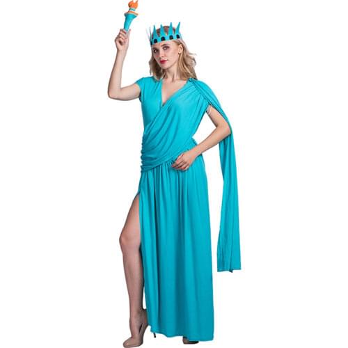 2019 Halloween New Sexy Women Greek Goddess Athena Goddess Costume Halloween for Women Statue of Liberty Cosplay Fancy Dress