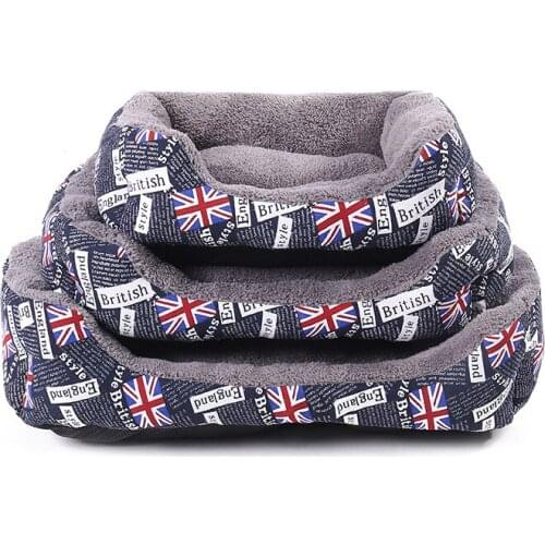 New Personality Plush Dog Kennel Creative Letter Pet Thick Warm Bed Plush Cat Pad Supplies Wholesale National Flag Printed