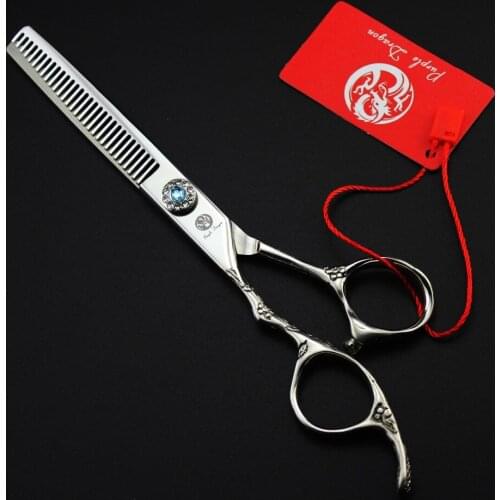 595# 6'' Left-Hander Brand Purple Dragon Hairdressing Scissors JP 440C 62HRC Diamante Barberss Thinning Scissors Hair Shears