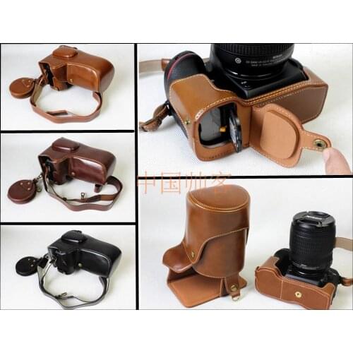 Deluxe Edition PU Leather Camera Case Cover w/ Storage Case For Nikon D7500 Bag With Strap Battery Opening