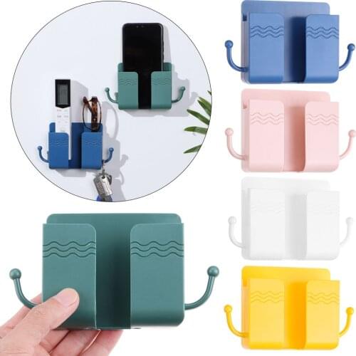 With Adhesive Phone Holder Telecontroller Storage Phone Stand Data Cable Hooks