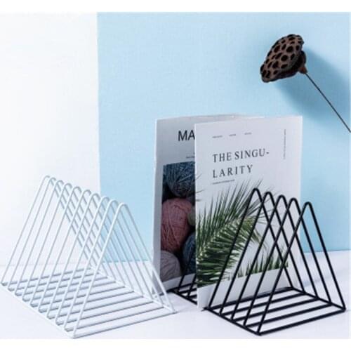 Nordic Wrought Iron Art File Folder Office Desk Decoration Ornaments Home Storage Bookshelf Organizer Books Magazine Rack Shelf