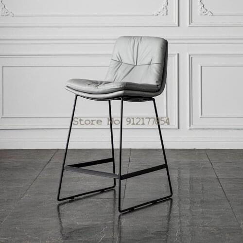 Nordic Backrest Bar Chair Household Light Luxury Iron High Stool Net Red Ins Cafe Modern Minimalist Bar Chair