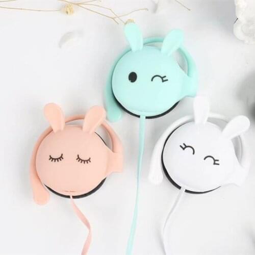 3.5mm Cute Rabbit Cartoon Stereo Earphone Headphone With Ear-hook Sports Headset For Girls Kids Xiaomi Mobile Phone Mp3