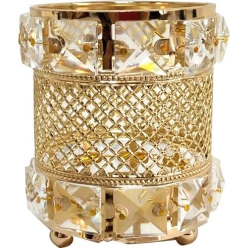 Rhinestone Cosmetic Brush Storage Box Pen Holder Comb Container Desktop Decoration