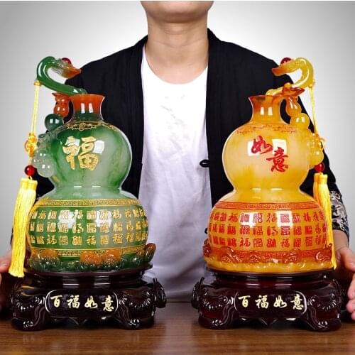 Traditional gourd Resin Sculpture home Decoration Office Desktop lucky fortune Ornaments crafts Housewarming Opening gifts