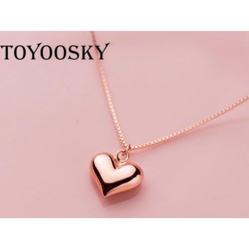 High Quality 3D Smooth Heart Shape Necklace for Women 925 Sterling Silver Luxury Brand Jewelry 2020 Mode